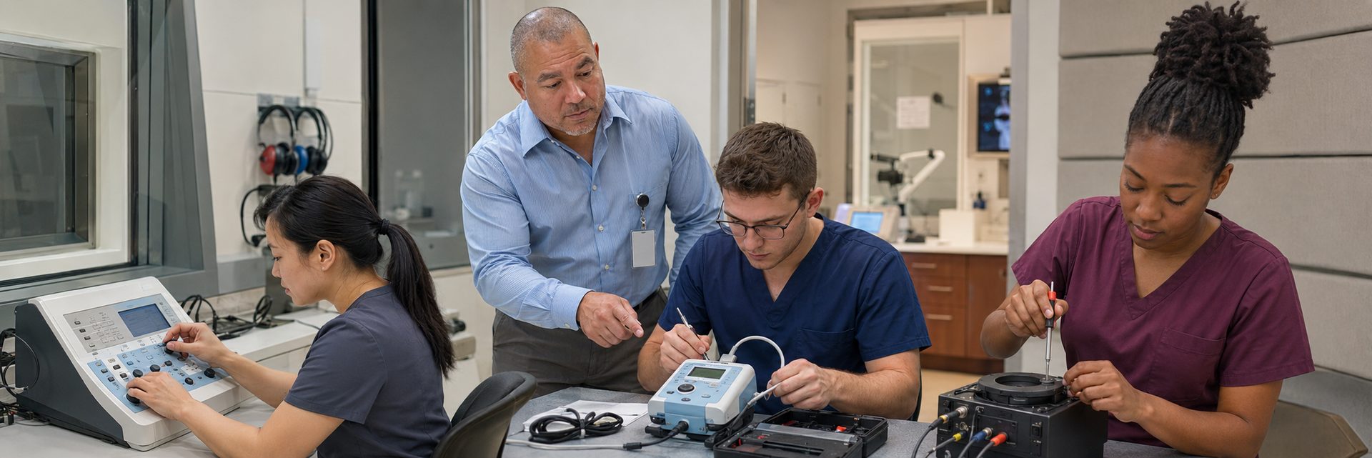 Medical imaging equipment service on a cath lab C-arm and patient monitoring system